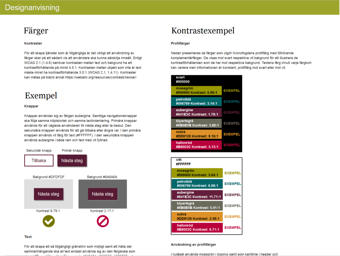 Screen grab showing how I described good contrast ratios with examples